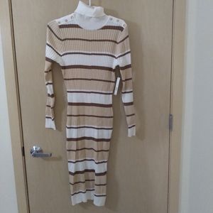 NWOT No Boundaries Striped Turtleneck Sweater Dress (L)
